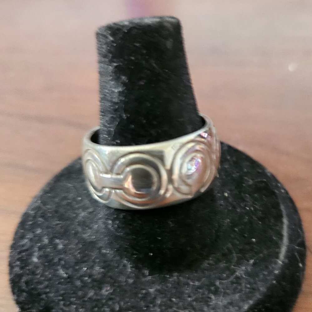 Coach 925 Sterling Silver Signature C Band Ring Size 8